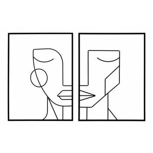 Fali dekoráció, absztrakt vonalrajz portré, fekete - DEMI - Butopêa kép