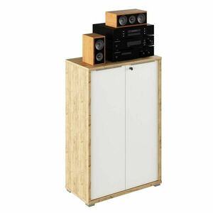 Szekrény, tölgy színű, fehér - MICHEL - Butopêa kép