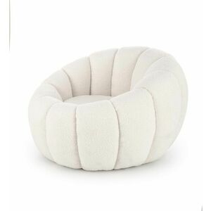 Fotel, buklé szövet, krémszínű - RONDO - Butopêa kép