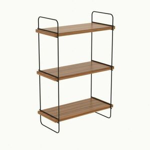 Konyhai fali polc, 3 szintes, fa - fém, barna - fekete - Butopêa kép