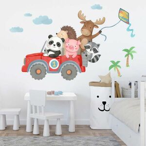 Gyerek falmatrica - Off-road autó állatokkal kép