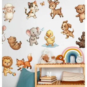 Boldog állatkert a falon: 12 mesés állatból álló készlet kép