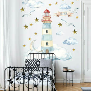 Eredeti névmatrica - Világítótorony és hold kép