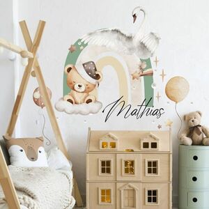 Fali matrica fiúnak - Szivárvány medvével kép