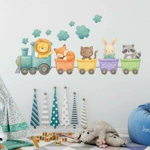 Falmatricák gyerekszobába - Vonat állatokkal kép