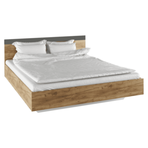 Dupla ágy, 160x200, tölgy artisan/grafit, GABRIELA kép