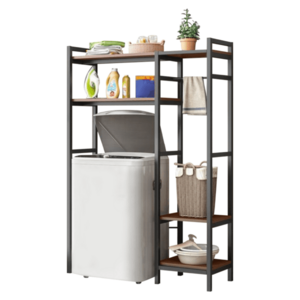 Polcállvány mosógép fölé, sötét tölgy/fekete, DELSIN kép