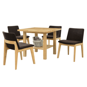 Étkezőgarnitúra 1+4, tömörfa, természetes/sötétbarna, FOSEN kép