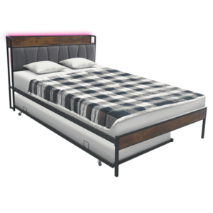 Ágy ágyráccsal és kihúzható pótággyal, 160x200, fekete/szürke, NORDO kép