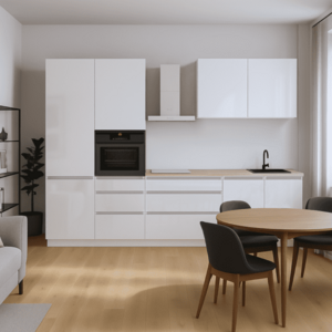 Konyhabútor, 3, 3 m, fehér extra magasfényű HG/fehér, ASTI kép