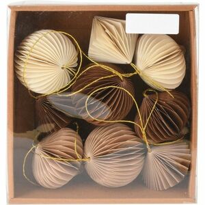 Ornaments papír díszek készlet bézs, 6 cm, 9 db kép