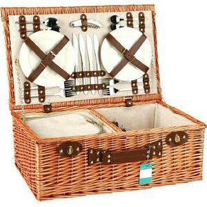 Piknikkosár 4 személyre barna , 54 x 34 x 20 cm kép