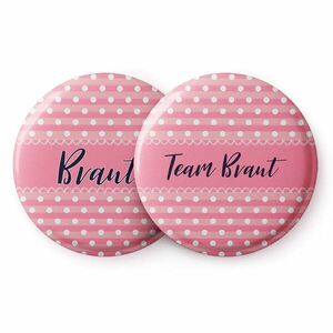 Spielehelden Pinke Punkte jelvények leánybúcsú ajándék 12 kitűző 5, 6 cm extra nagy leánybúcsú ajándék kép