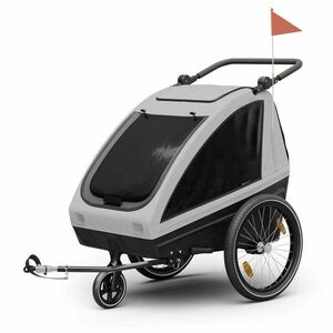 KLARFIT GoKiddo, kerékpár utánfutó, összecsukható, integrált fék, növekvő, 2 gyermek számára kép