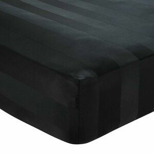 Fekete gumis szatén lepedő 150x200 cm So Soft Satin Stripe – Catherine Lansfield kép