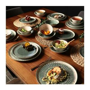 24 részes étkészlet bézs/zöld/kőkerámia 275KRM1758 kép