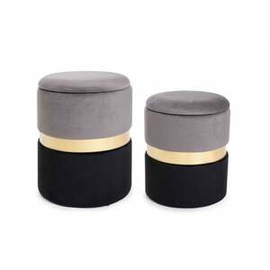 POLINA szürke és fekete 2 részes puff tárolóval kép