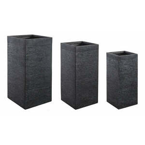 GRAFFITI fekete 3 darabos szögletes virágcserép szett kép