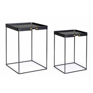 ZEINA fekete acél 2 részes dohányzóasztal szett kép