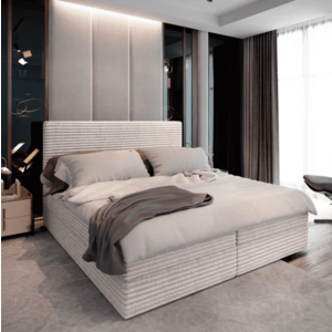 Kárpitozott boxspring ágy ISPIRA 140x200 cm krém színű Matrac: Bonell rugós matrac kép