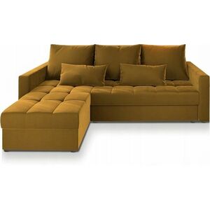 Mustársárga kihúzható sarokkanapé ZENOVA 220 x 140 cm, kétoldalas kép