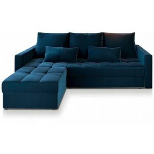 Sötétkék kihúzható sarokkanapé ZENOVA 220 x 140 cm, kétoldalas kép