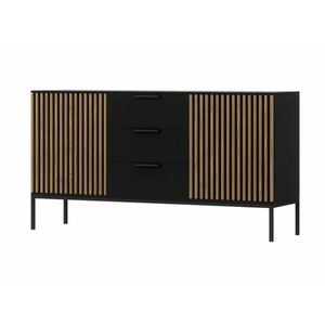 Komód MEORATI 150x40 cm, fekete/artisan tölgy kép