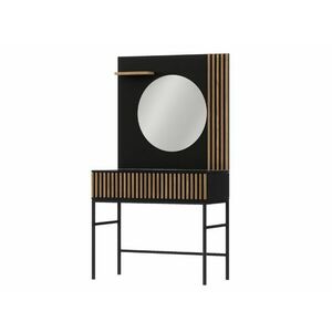 Sminkasztal tükörrel és fiókkal MEORATI 155x85 cm, fekete/artisán tölgy kép