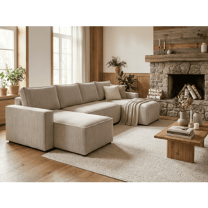 Világosbézs U alakú ülőgarnitúra SMART COSARO 295x140 cm kép