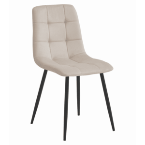 Bézs bársony szék KARA fekete lábakkal kép