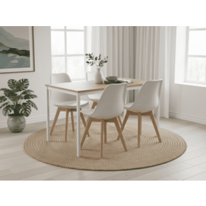 Étkező szett 1 + 4, RAMOD asztal 100x60 cm fehér/tölgy dekor + KITO fehér szék kép