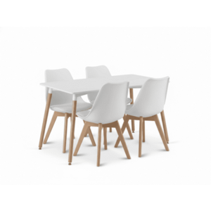 Étkezőgarnitúra 1 + 4, fehér asztal ADRIA 120x80 cm + fehér szék BALI MARK bükk lábakkal kép