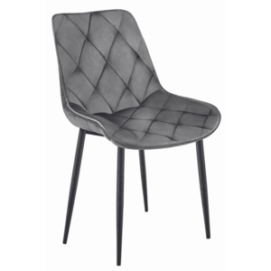 Bársony étkezőszék TOR, sötétszürke kép