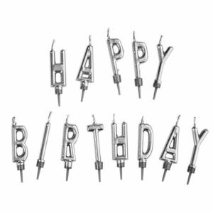 HAPPY BIRTHDAY ezüst gyertya szett kép