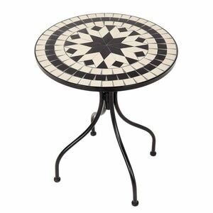 PALAZZO mozaikos kerti asztal Ø55cm, fekete-fehér kép