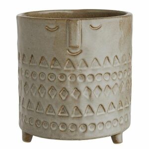 ETHNO kaspó arc motívummal, világosbarna Ø14cm kép