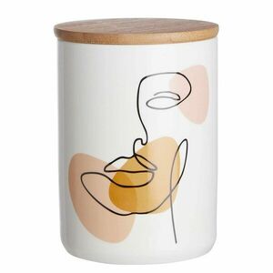 QUEEN IT tárolódoboz bambusz fedéllel, Line Art 450ml kép