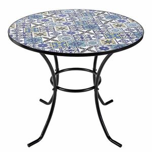 PALAZZO mozaikos kerti asztal Ø 90 cm, kék csempe kép