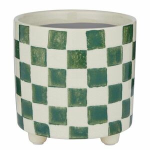 NEW DELFT kaspó Ø13.5 zöld kockás kép