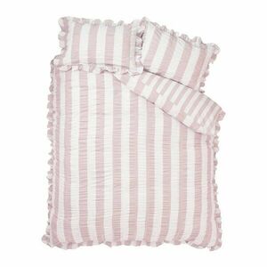 Rózsaszín egyszemélyes ágyneműhuzat 135x200 cm Seersucker Frill Stripe – Catherine Lansfield kép