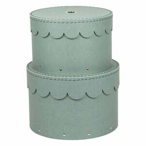 Kékeszöld fedeles karton tárolódoboz szett 2 db-os ø 26x17, 5 cm Wilma Canvas Paper Laminate – Bigso kép