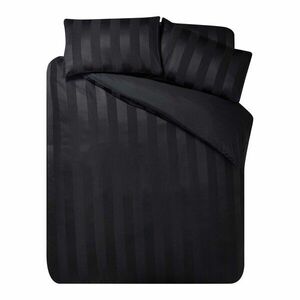 Fekete kétszemélyes háromrészes szatén ágyneműhuzat 200x200 cm So Soft Satin Stripe – Catherine Lansfield kép