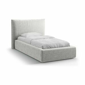 Világosszürke kárpitozott ágyneműtartós egyszemélyes ágy ágyráccsal 90x200 cm Kaelle – Micadoni kép