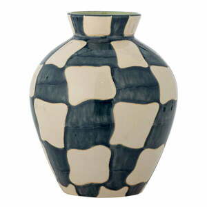 Kék-krémszínű üveg kézzel festett váza (magasság 24 cm) Check – Bloomingville kép