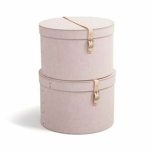 Világos rózsaszín fedeles karton tárolódoboz szett 2 db-os ø 37, 5x25 cm Rut Restore Paper Laminate – Bigso kép