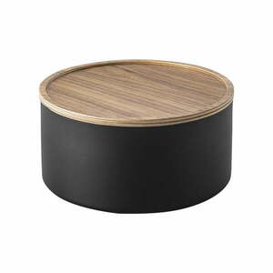 Fekete fedeles fém tárolódoboz ø 22x11 cm Rin – YAMAZAKI kép