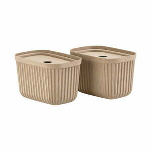 Világosbarna fedeles tárolódoboz szett 2 db-os 23x16x20, 5 cm Pulp – Zone kép