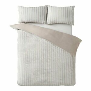 Bézs kétszemélyes háromrészes ágyneműhuzat 200x200 cm So Soft Seersucker Stripe – Catherine Lansfield kép