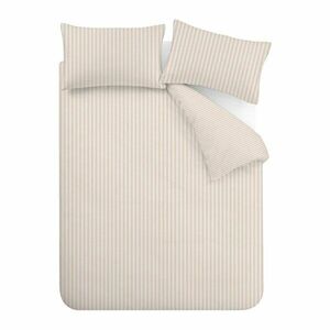 Bézs kétszemélyes háromrészes ágyneműhuzat 200x200 cm Epping Textured Stripe – Catherine Lansfield kép