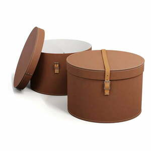 Barna fedeles karton tárolódoboz szett 2 db-os ø 37, 5x25 cm Rut Restore Paper Laminate – Bigso kép